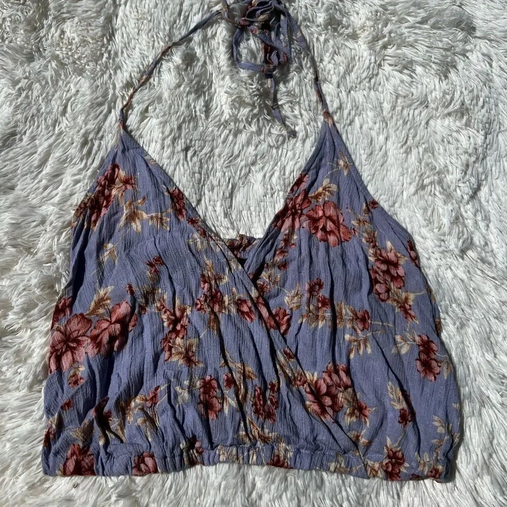 American Eagle Floral Tie Crop Top Womens Small